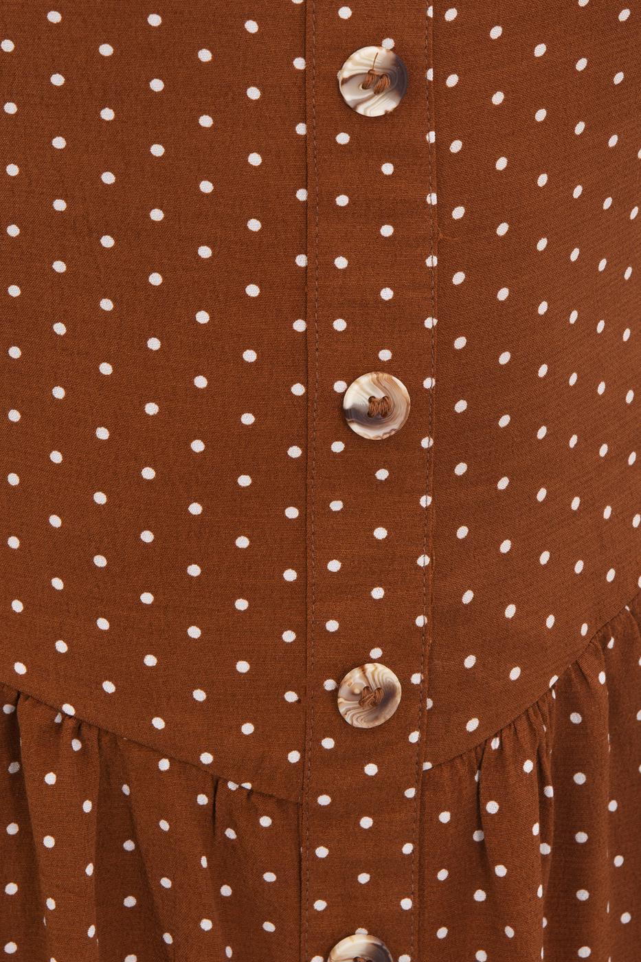 Bayan Kahverengi Sırt Dekolteli Askılı Midi Elbise