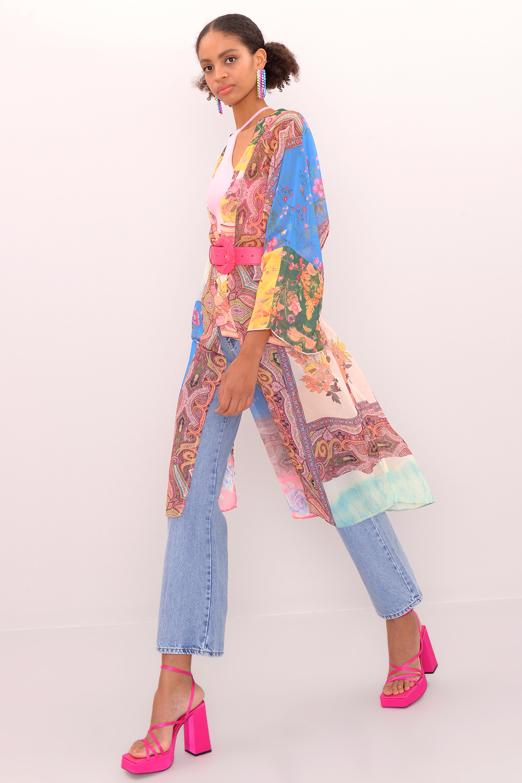 Bayan Multı Desenli Şifon Kimono - BSL