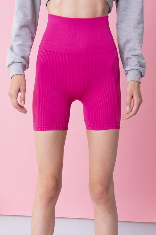 Bayan Fuşya Kısa Fitilli Spor Tayt - BSL