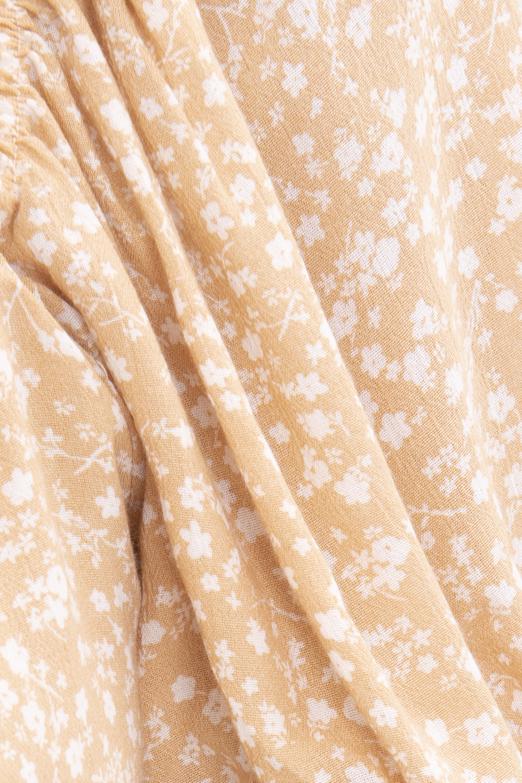 Bayan Bej Kısa Balon Kol Bel Çapraz Bağlama Detaylı Bluz - BSL