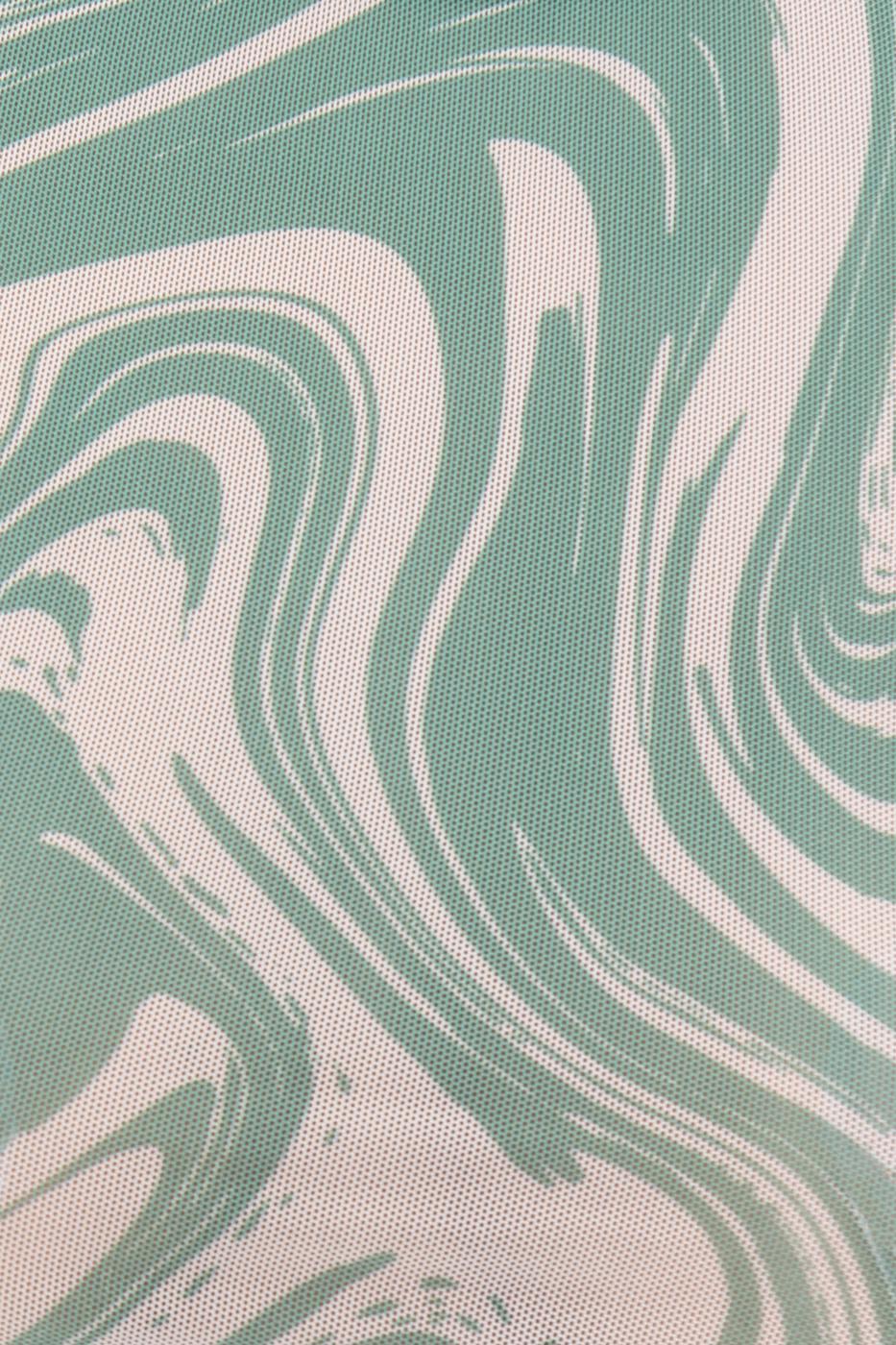 Bayan Yeşil Bisiklet Yaka Kısa Kol Tül Body