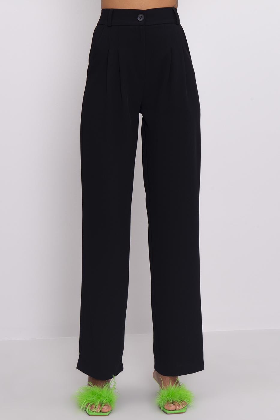 Bayan Siyah Yüksek Bel Maskülen Pantolon
