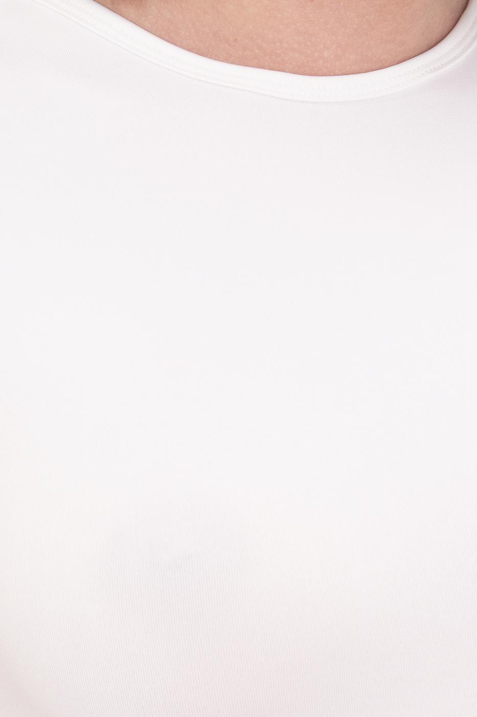 Bayan Ekru Bisiklet Yaka Kolsuz Crop Body