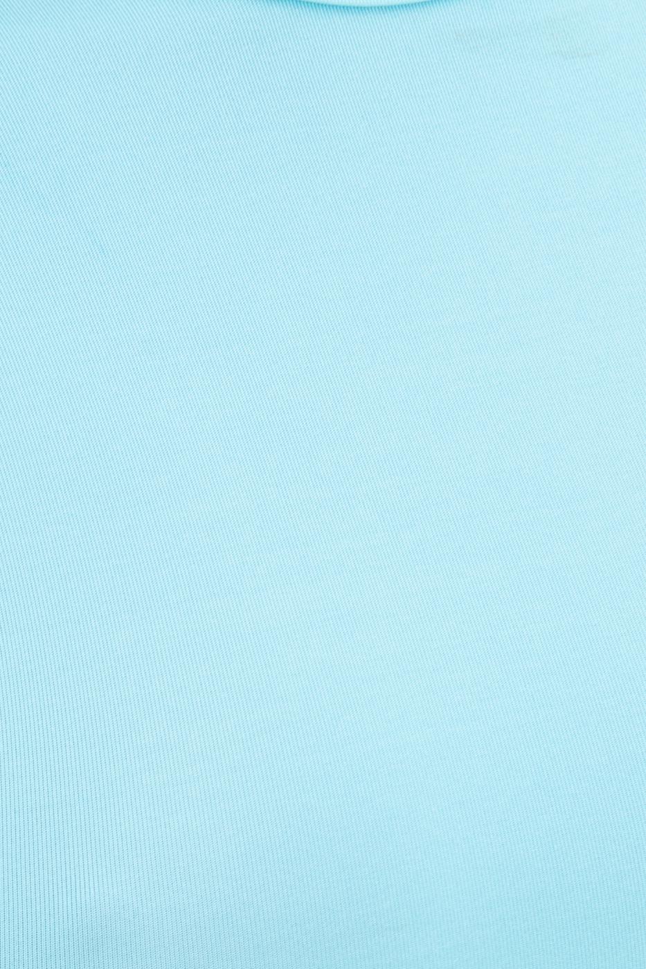 Bayan Mavi Bisiklet Yaka Kolsuz Crop Body