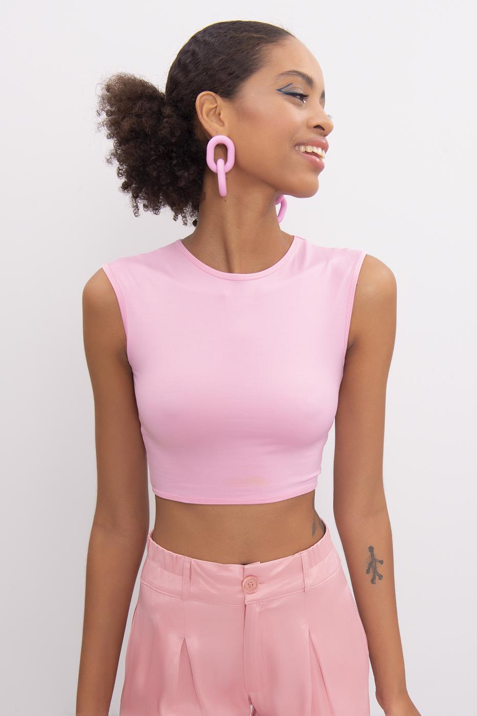 Bayan Pudra Bisiklet Yaka Kolsuz Crop Body