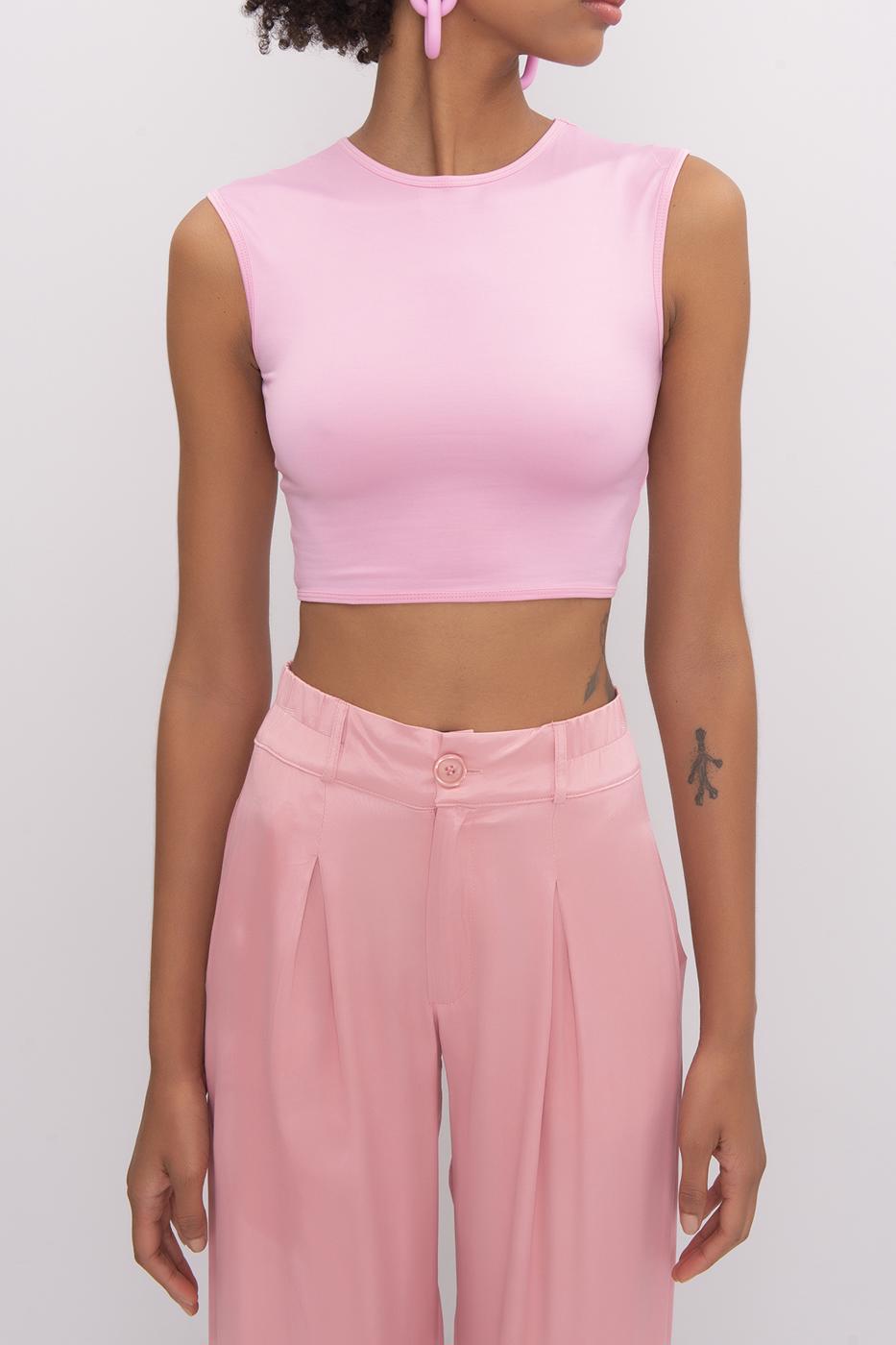 Bayan Pudra Bisiklet Yaka Kolsuz Crop Body