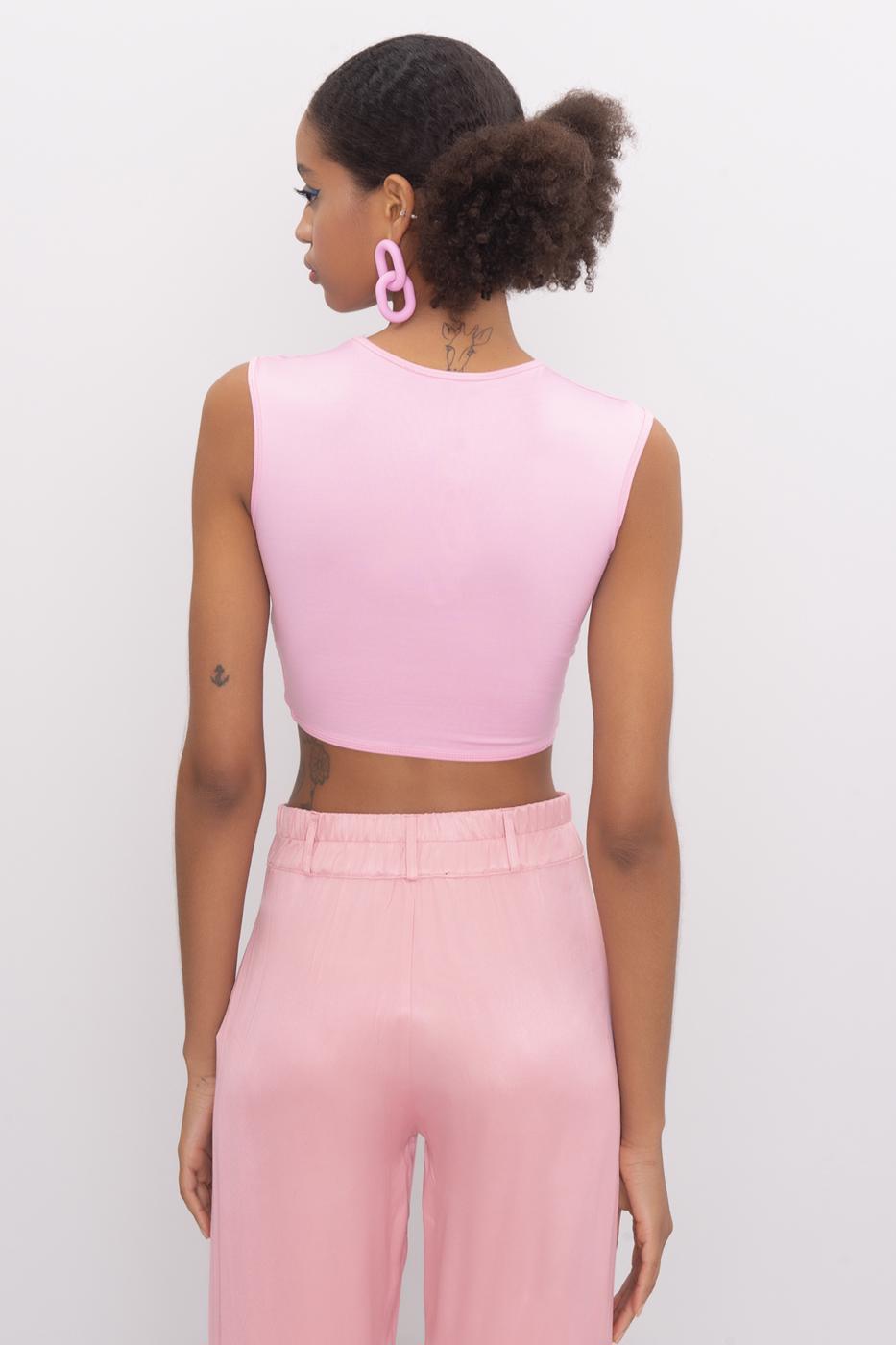 Bayan Pudra Bisiklet Yaka Kolsuz Crop Body