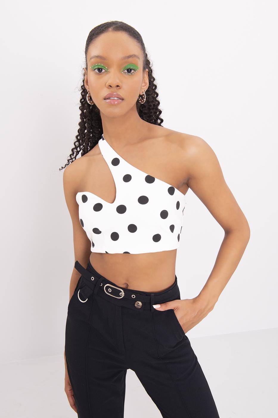 Bayan Beyaz Tek Omuz Bantlı Büstiyer