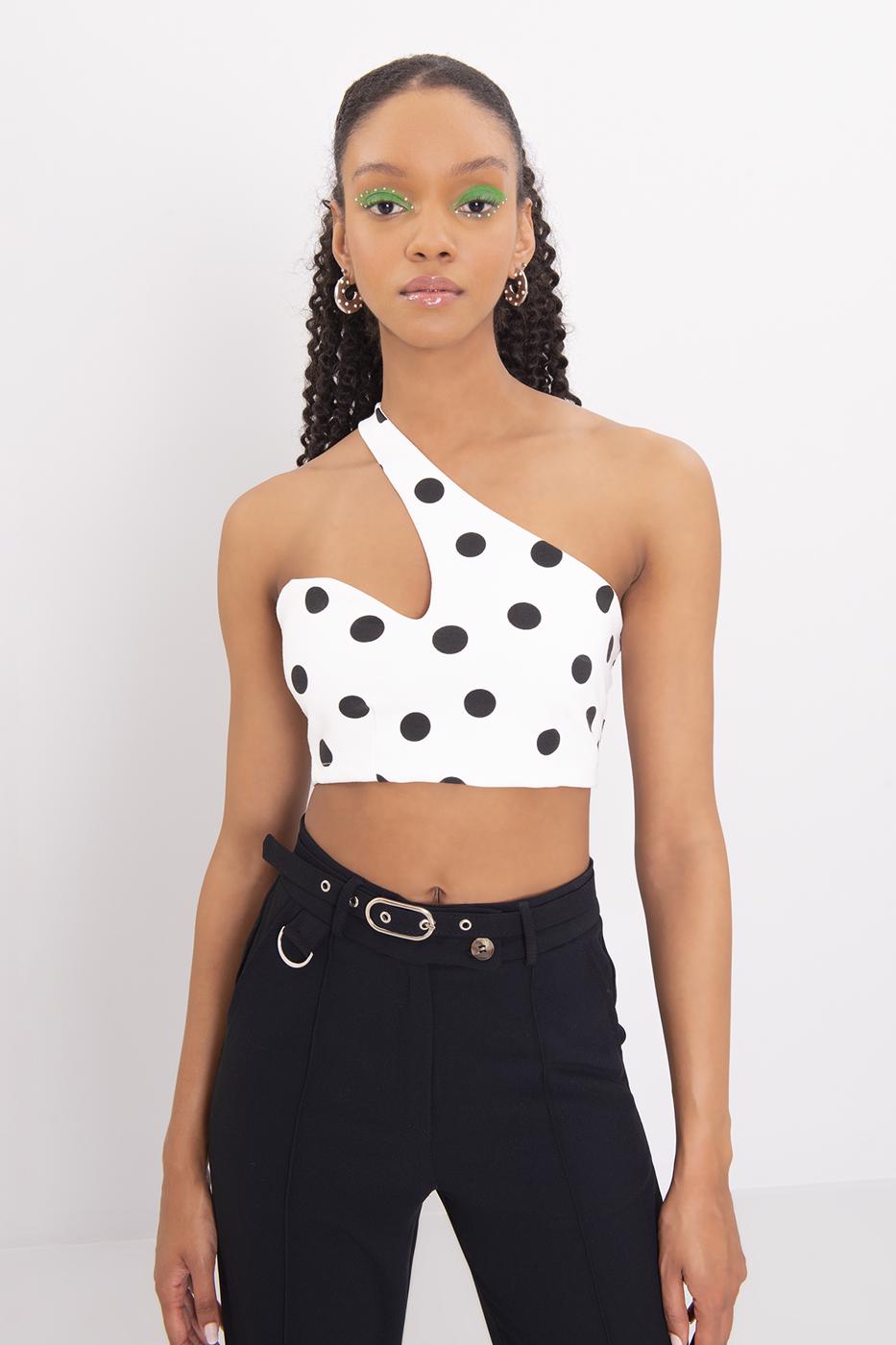 Bayan Beyaz Tek Omuz Bantlı Büstiyer