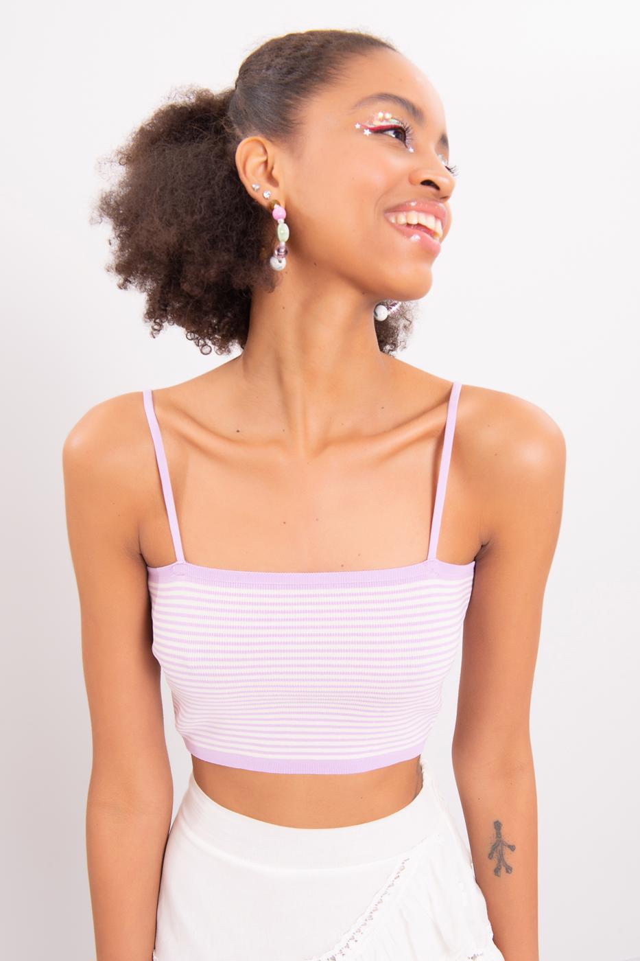 Bayan Lila Askılı Örgü Büstiyer