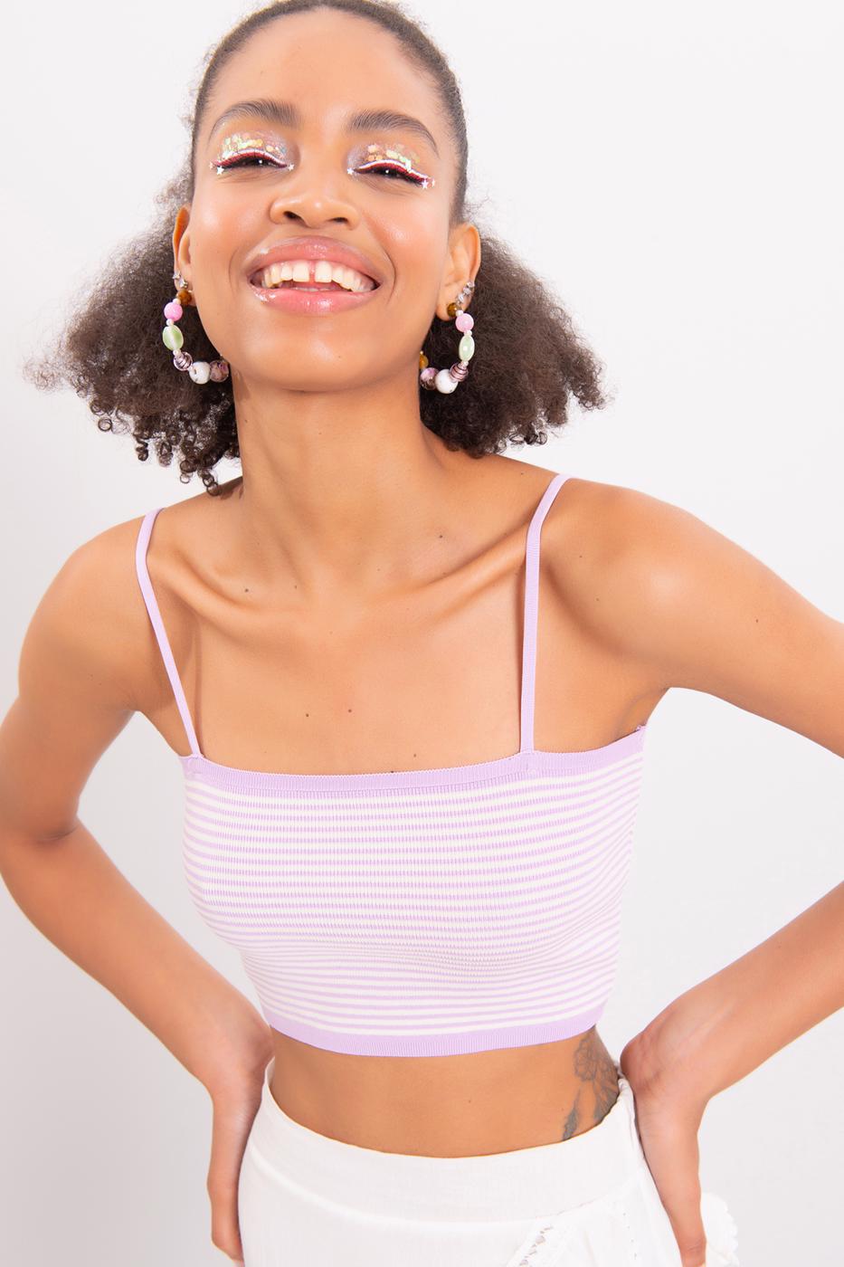 Bayan Lila Askılı Örgü Büstiyer