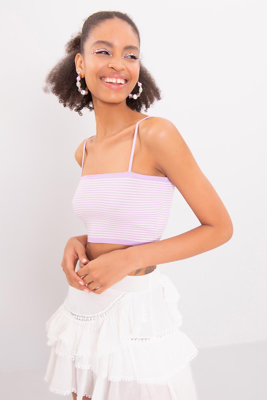 Bayan Lila Askılı Örgü Büstiyer