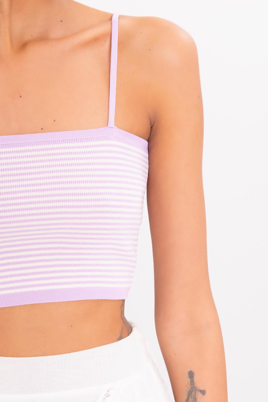 Bayan Lila Askılı Örgü Büstiyer