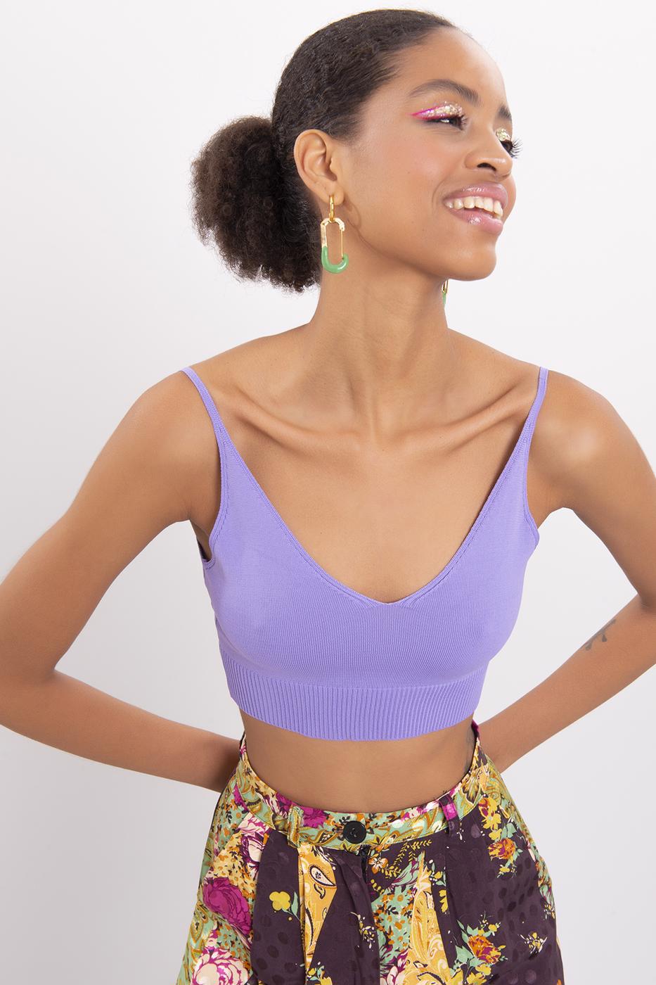 Bayan Lila Askılı Örgü Büstiyer