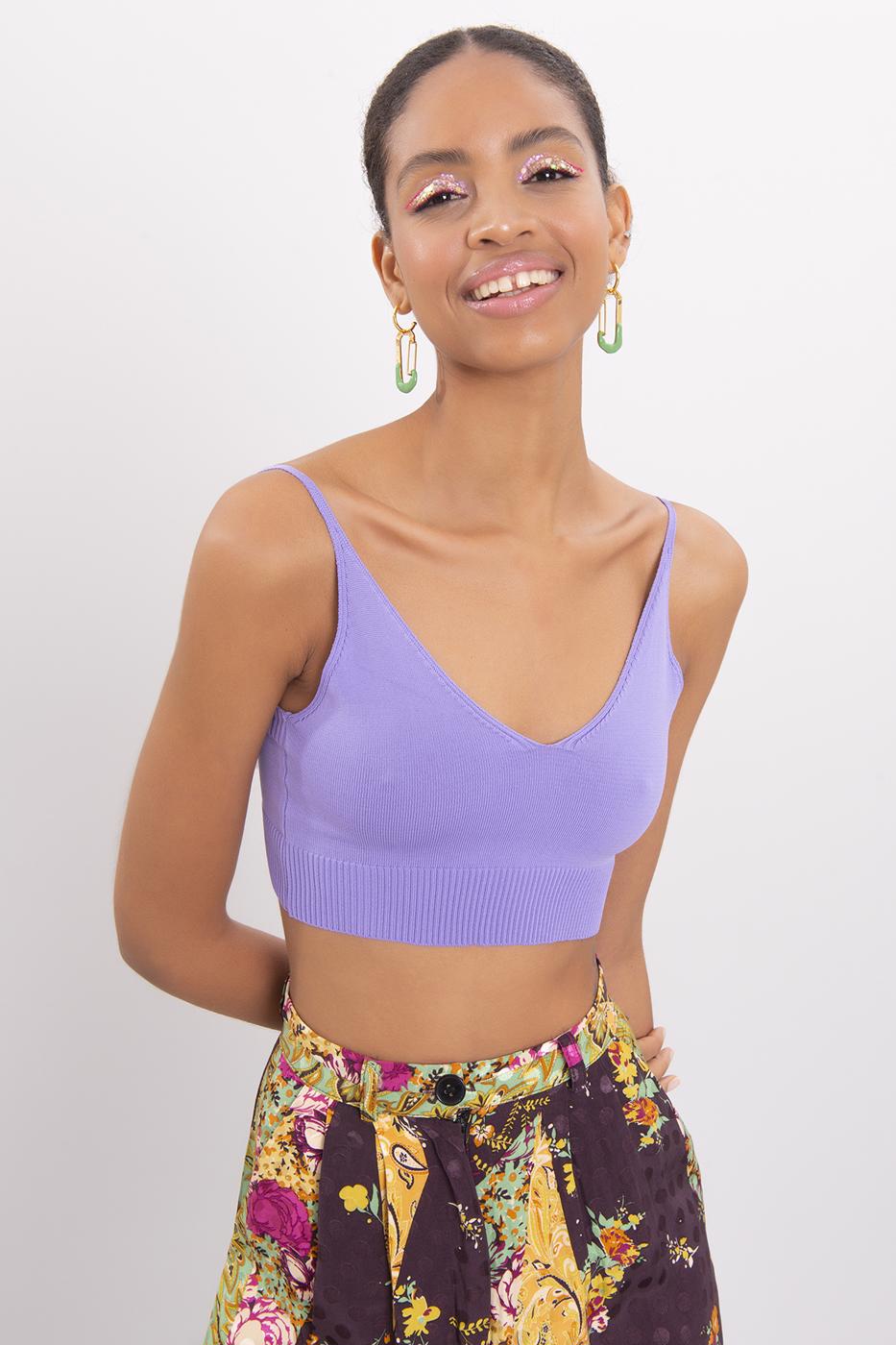 Bayan Lila Askılı Örgü Büstiyer