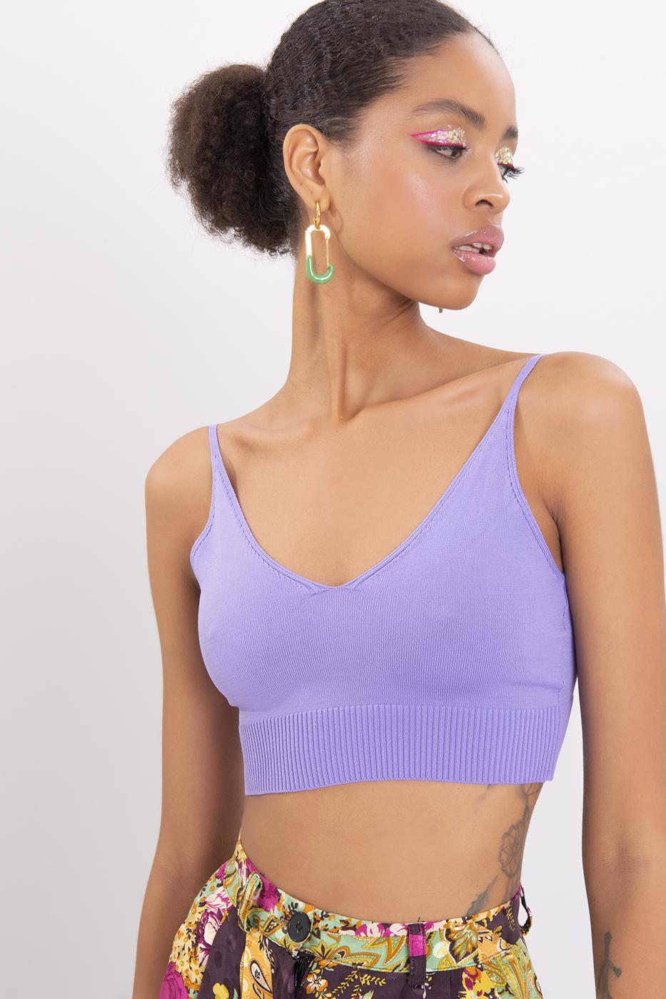 Bayan Lila Askılı Örgü Büstiyer