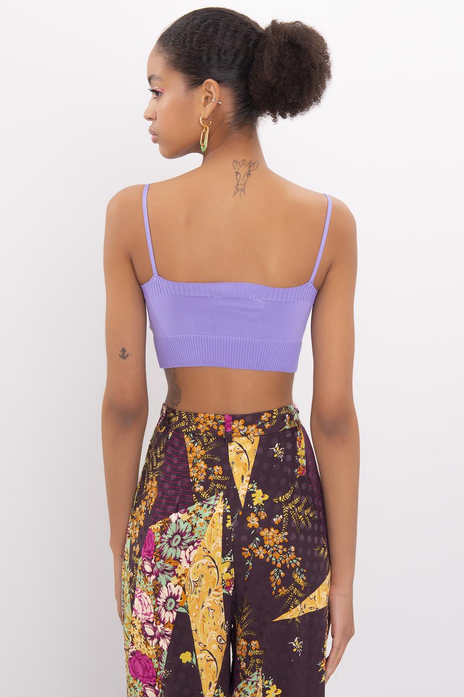 Bayan Lila Askılı Örgü Büstiyer