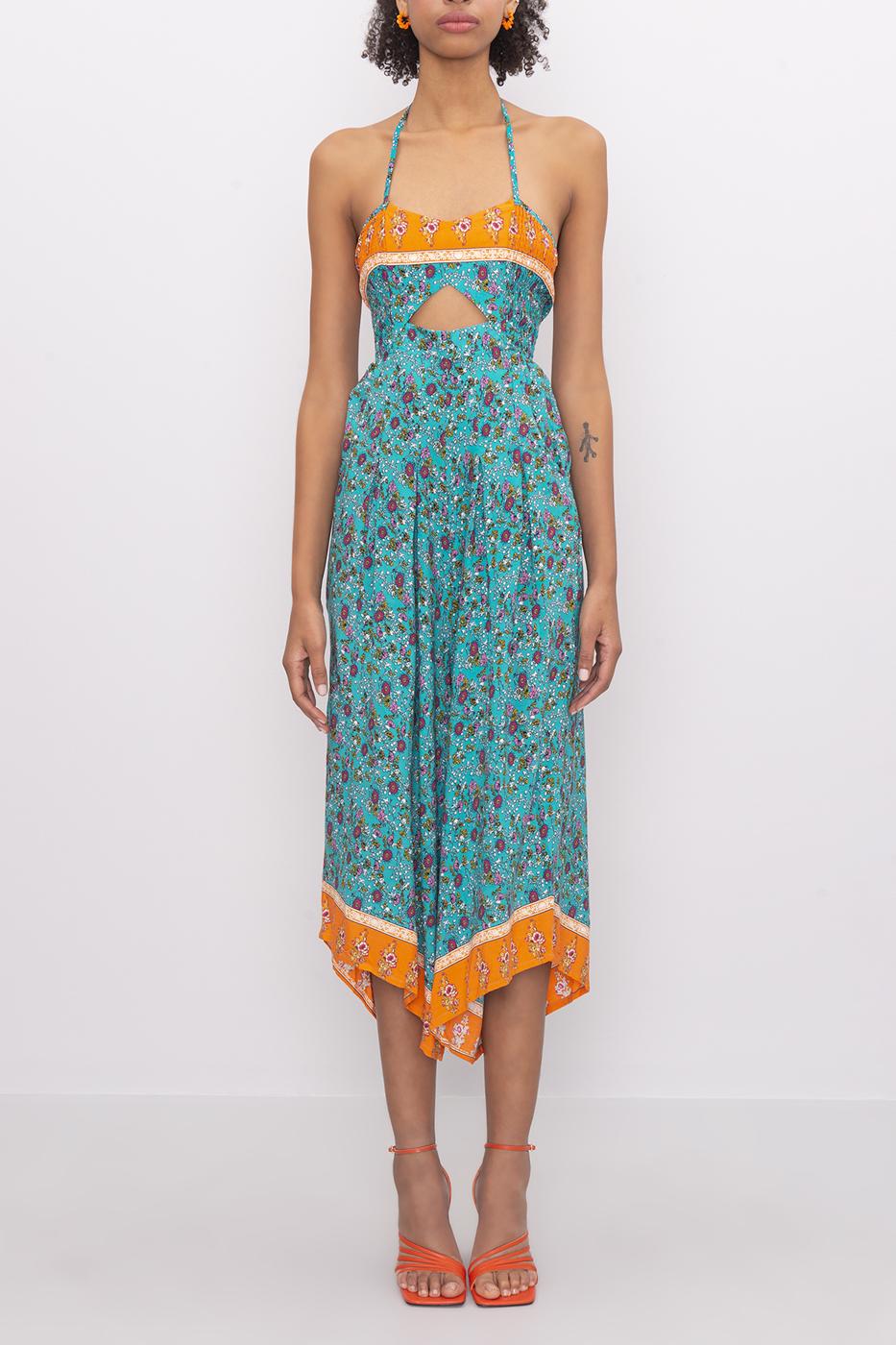 Bayan Yeşil Sırt Çapraz Ve Boyun Bağlamalı Midi Tulum