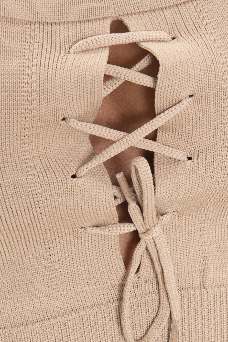 Bayan Bej Kalın Askılı Örgü Büstiyer