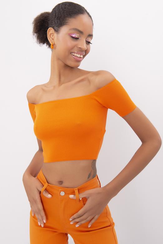 Bayan  Carmen Yaka Örgü Body