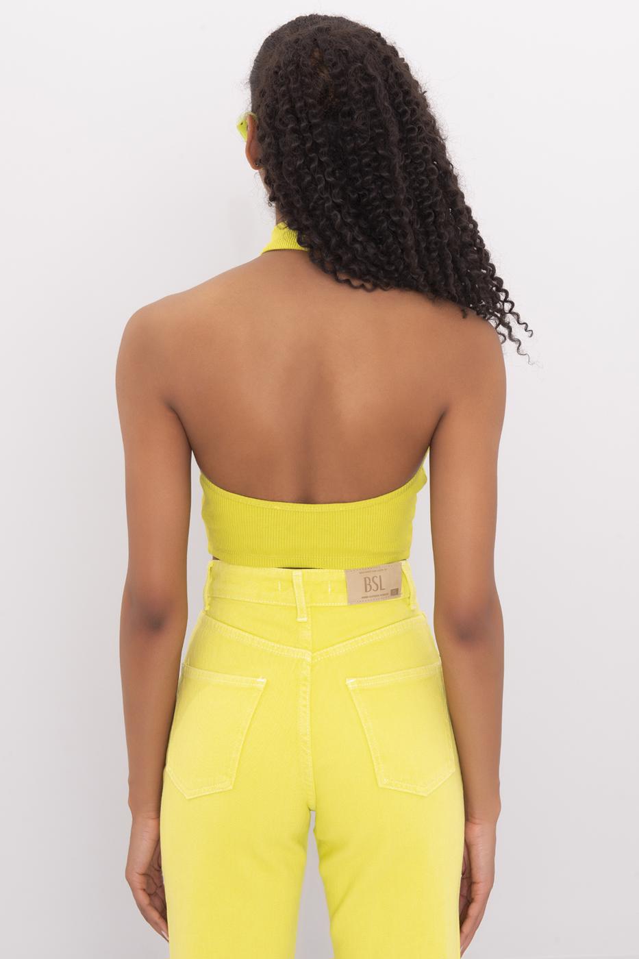 Bayan Yeşil Dik Yakalı Sırt Dekolte Detaylı Büstiyer