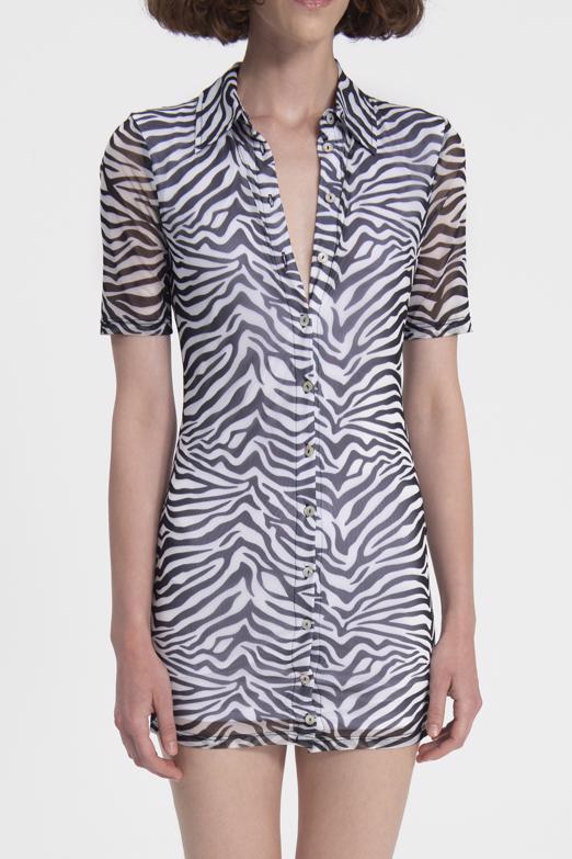 Bayan Beyaz Tül Mini Gömlek Elbise - BSL