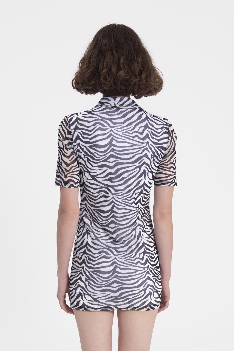 Bayan Beyaz Tül Mini Gömlek Elbise