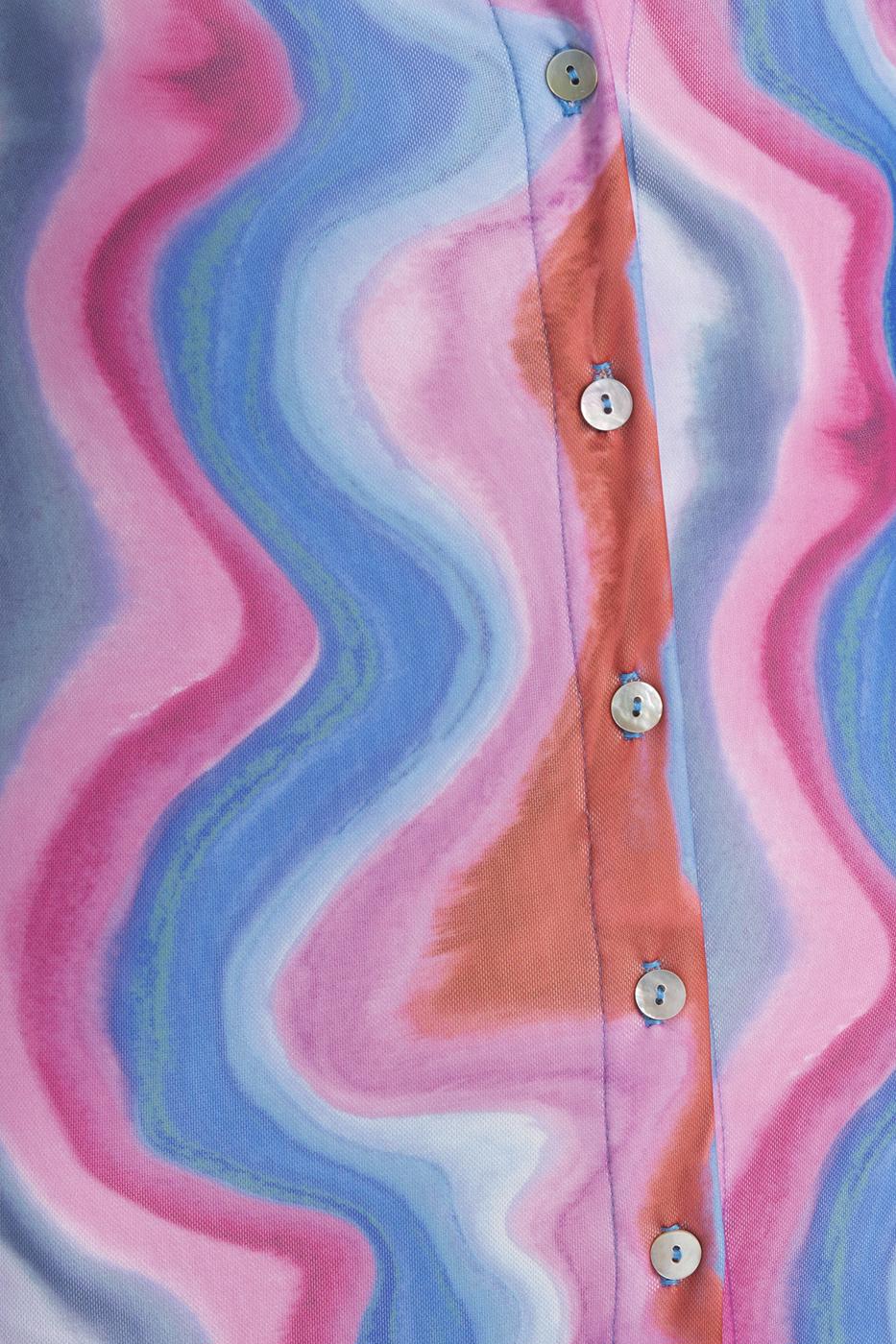 Bayan Pembe Tül Mini Gömlek Elbise