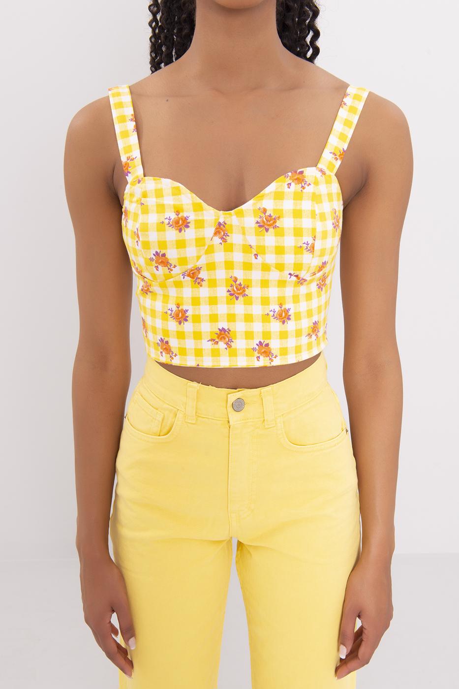 Bayan Sarı Kalın Askılı Büstiyer