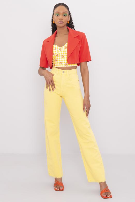 Bayan Sarı High Rise Denim Pantolon - BSL