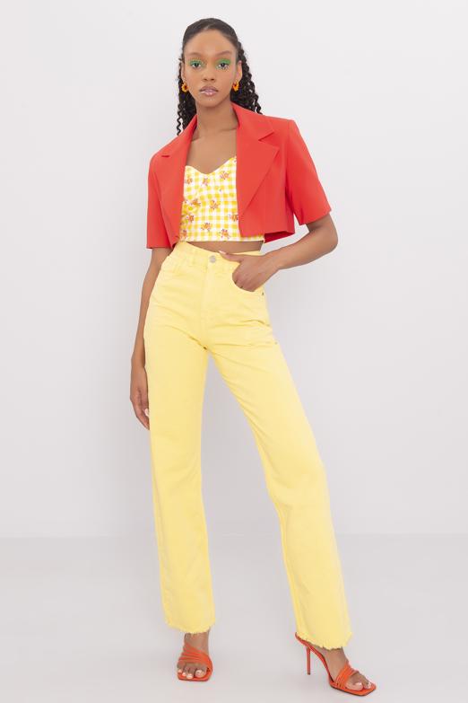 Bayan Sarı High Rise Denim Pantolon - BSL