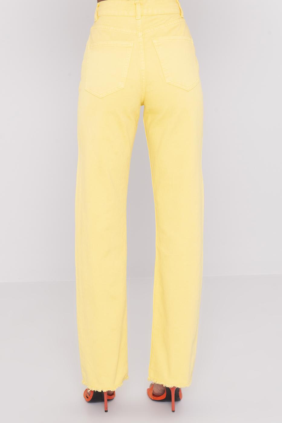 Bayan Sarı High Rise Denim Pantolon