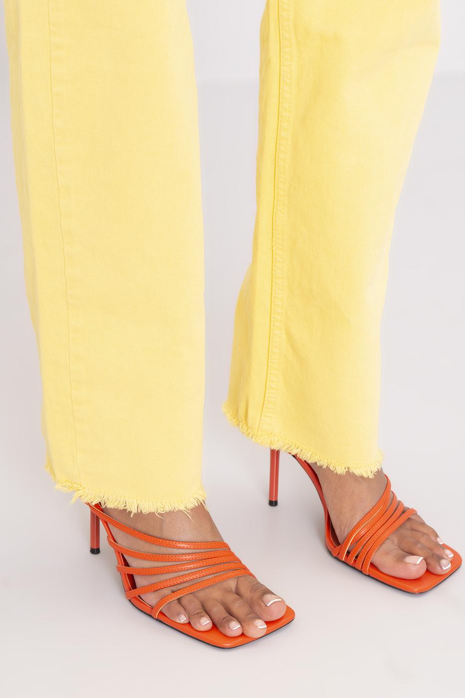 Bayan Sarı High Rise Denim Pantolon