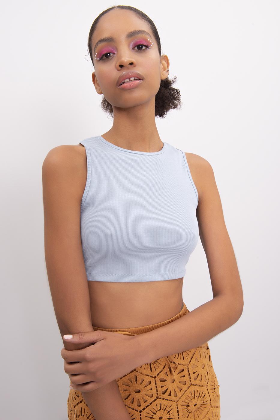 Bayan Mavi Sırt Pencereli Crop Body