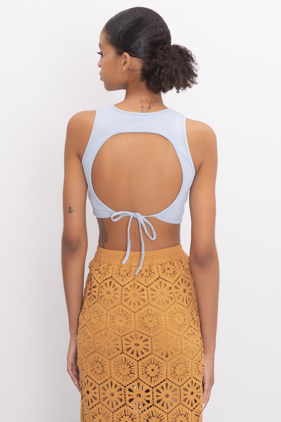 Bayan Mavi Sırt Pencereli Crop Body