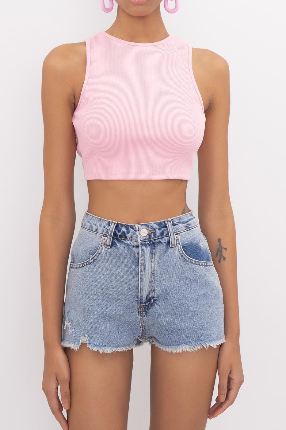 Bayan Pembe Sırt Pencereli Crop Body