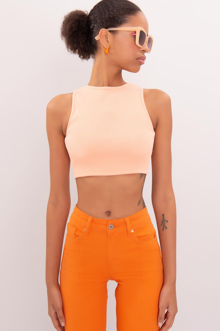 Bayan Somon Sırt Pencereli Crop Body