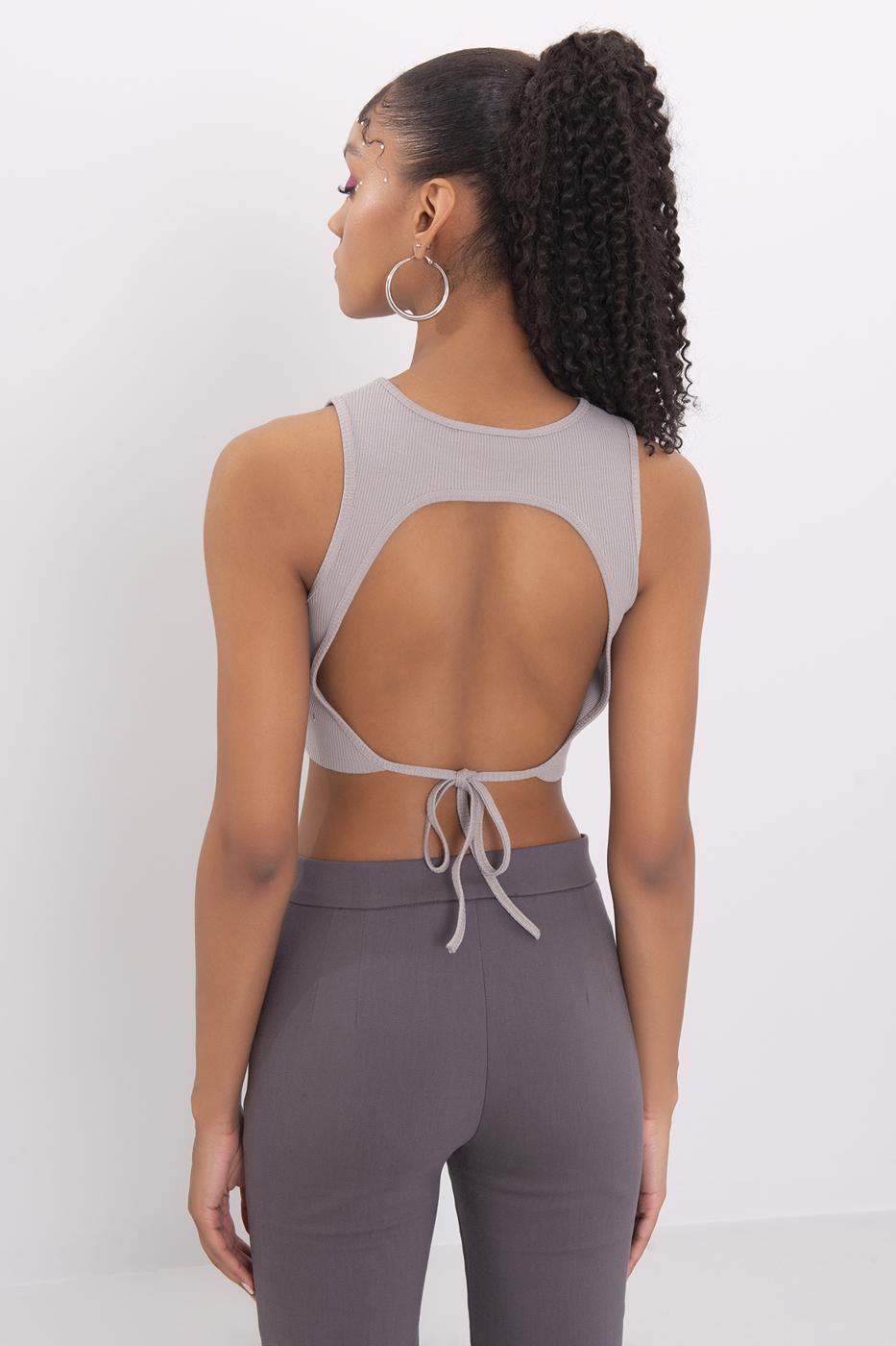 Bayan Vizon Sırt Pencereli Crop Body