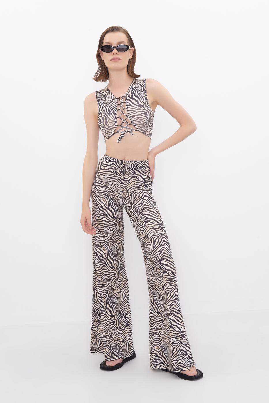 Bayan Beyaz Bol Paça Pantolon