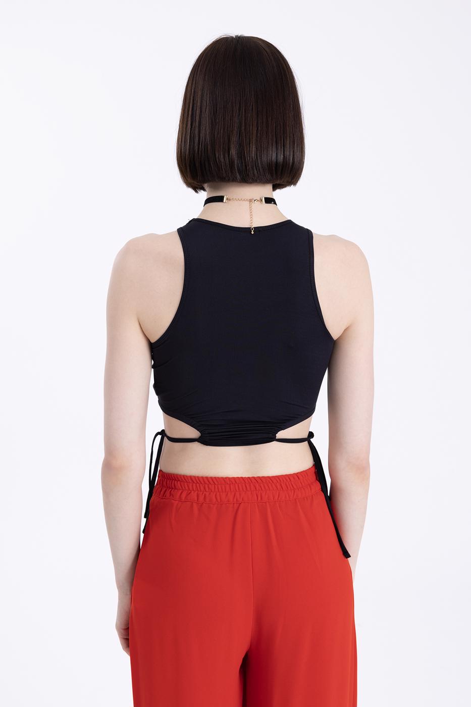 Bayan Siyah Halter Yaka Body