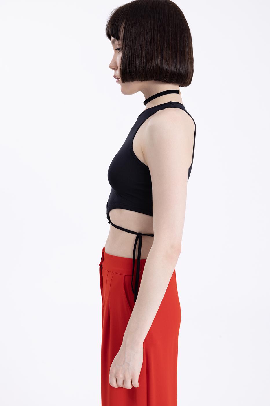 Bayan Siyah Halter Yaka Body