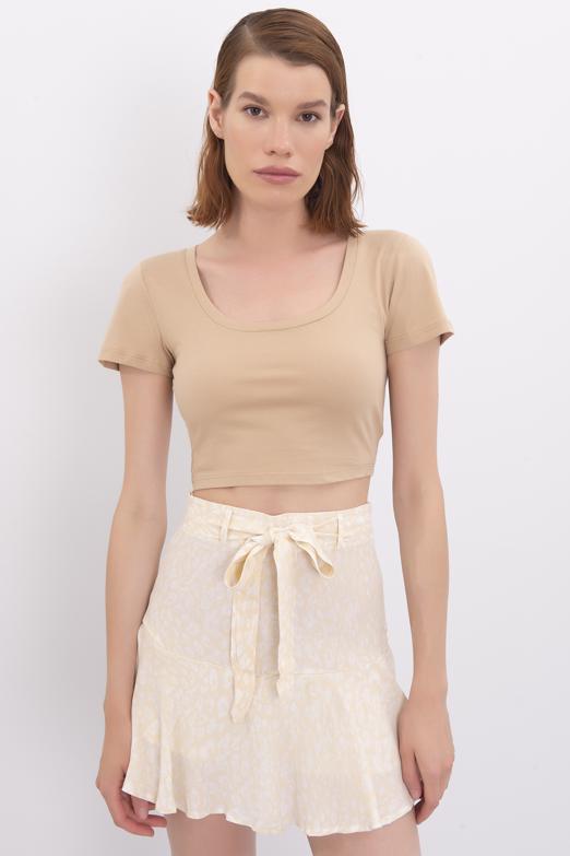 Bayan Bej Kare Yaka Crop Body - BSL