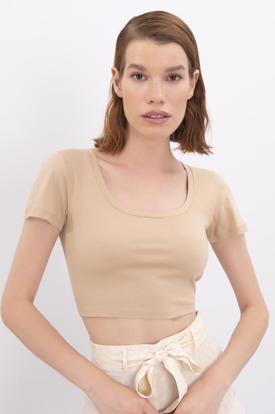 Bayan Bej Kare Yaka Crop Body