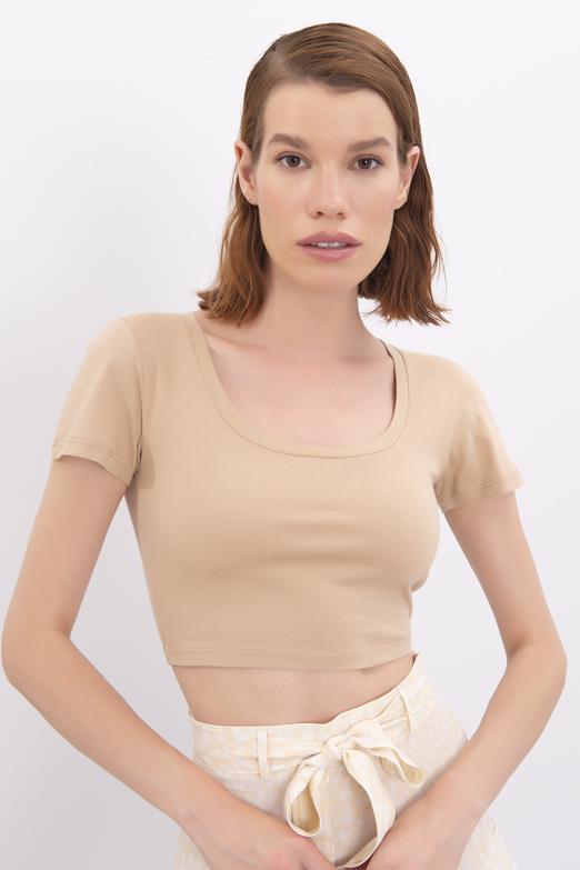 Bayan Bej Kare Yaka Crop Body - BSL