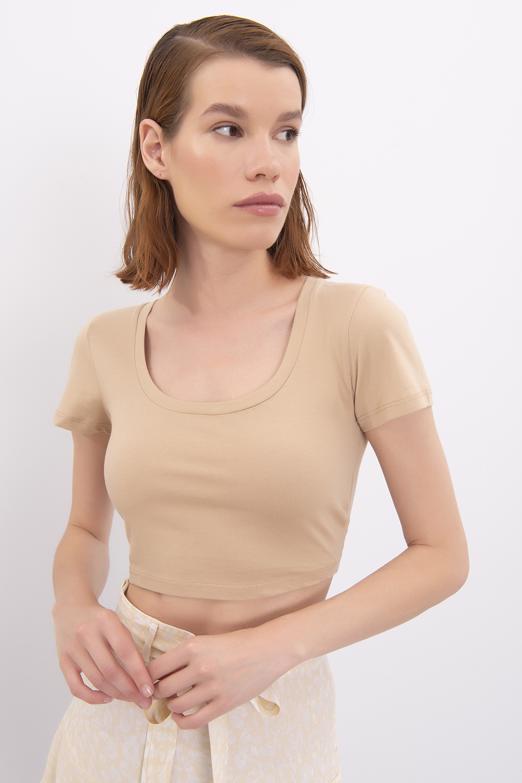 Bayan Bej Kare Yaka Crop Body - BSL