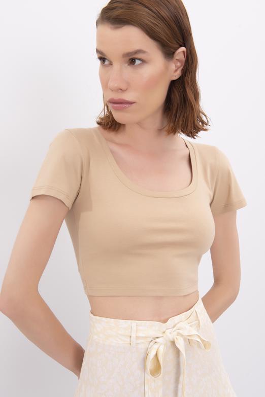 Bayan Bej Kare Yaka Crop Body - BSL