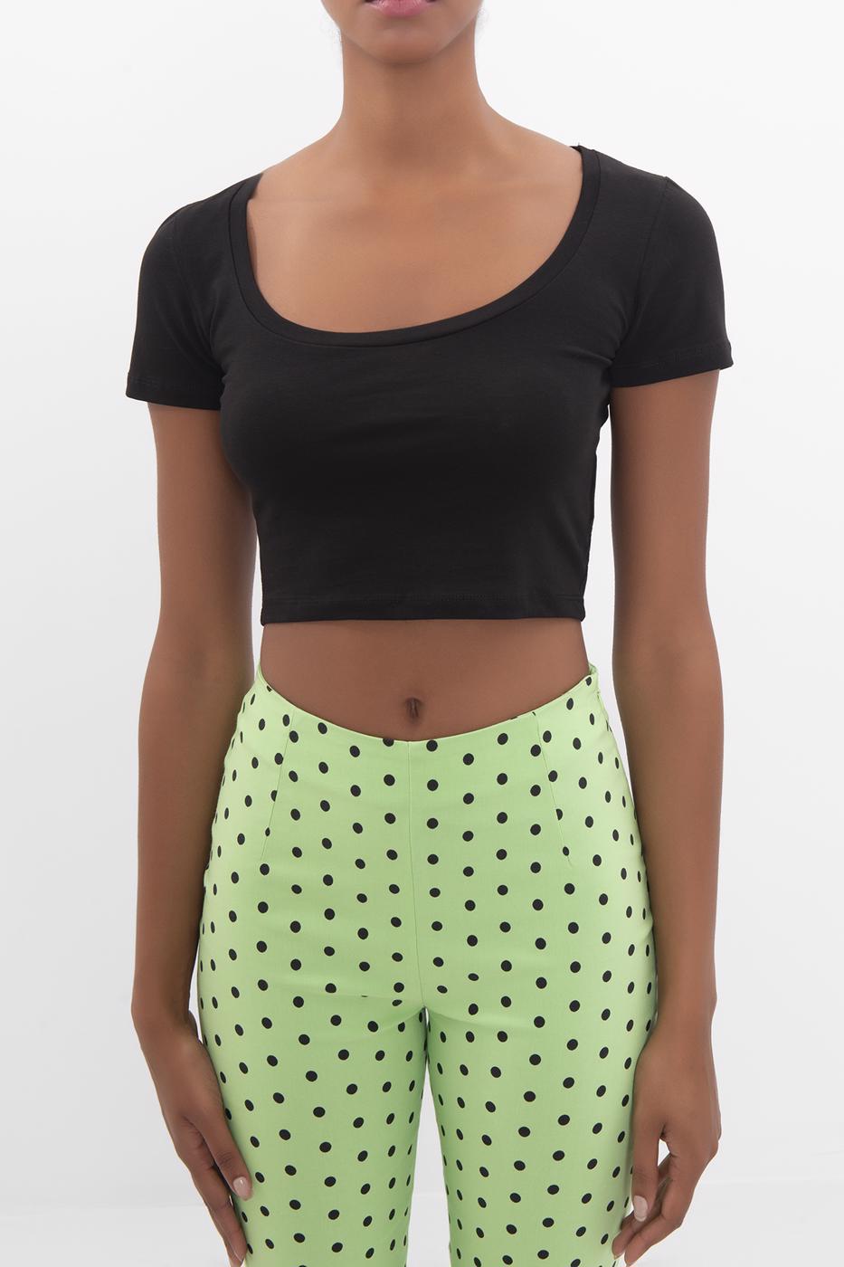 Bayan Siyah Kare Yaka Crop Body