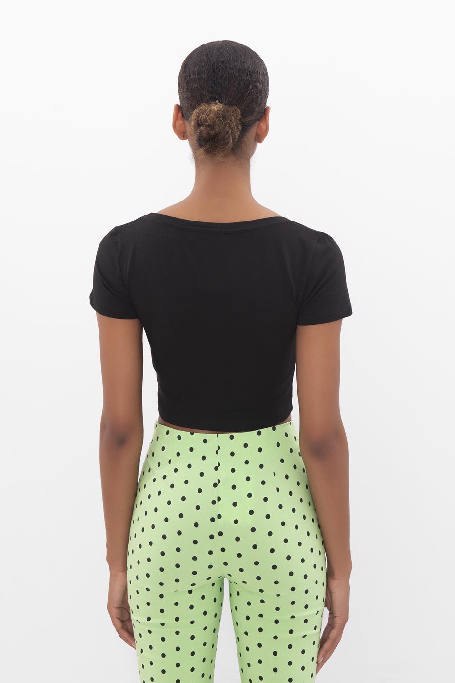 Bayan Siyah Kare Yaka Crop Body