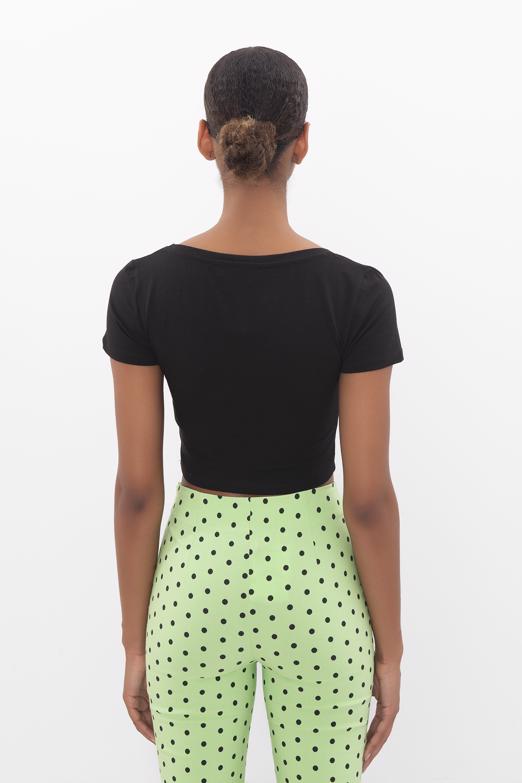 Bayan Siyah Kare Yaka Crop Body - BSL