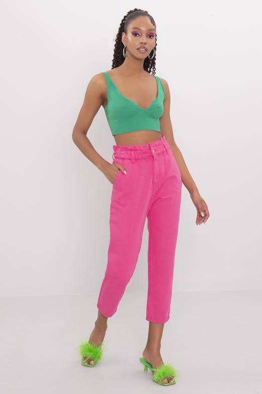 Bayan Fuşya Baggy Pantolon - BSL